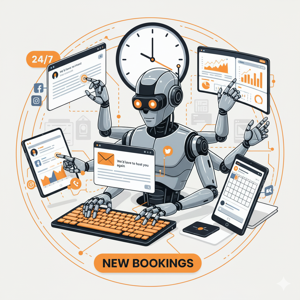 a robot workinga round the clock bringing in new bookings