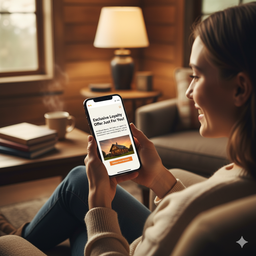 Email marketing visual showing automated loyalty campaign to returning guests.
